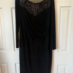Ralph Lauren Black Long Sleeve Dress with Beaded Detail